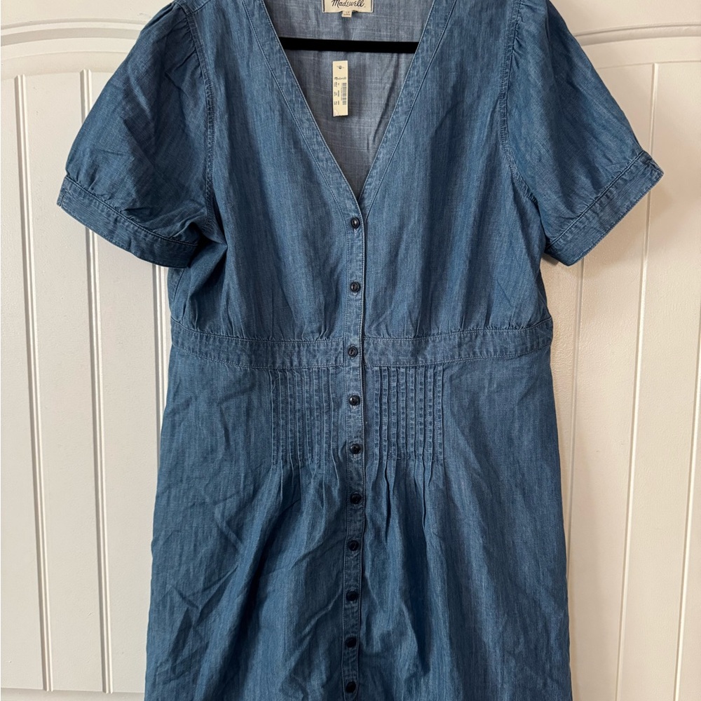 Madewell Blue Pleated Midi Sundress Summer NWT